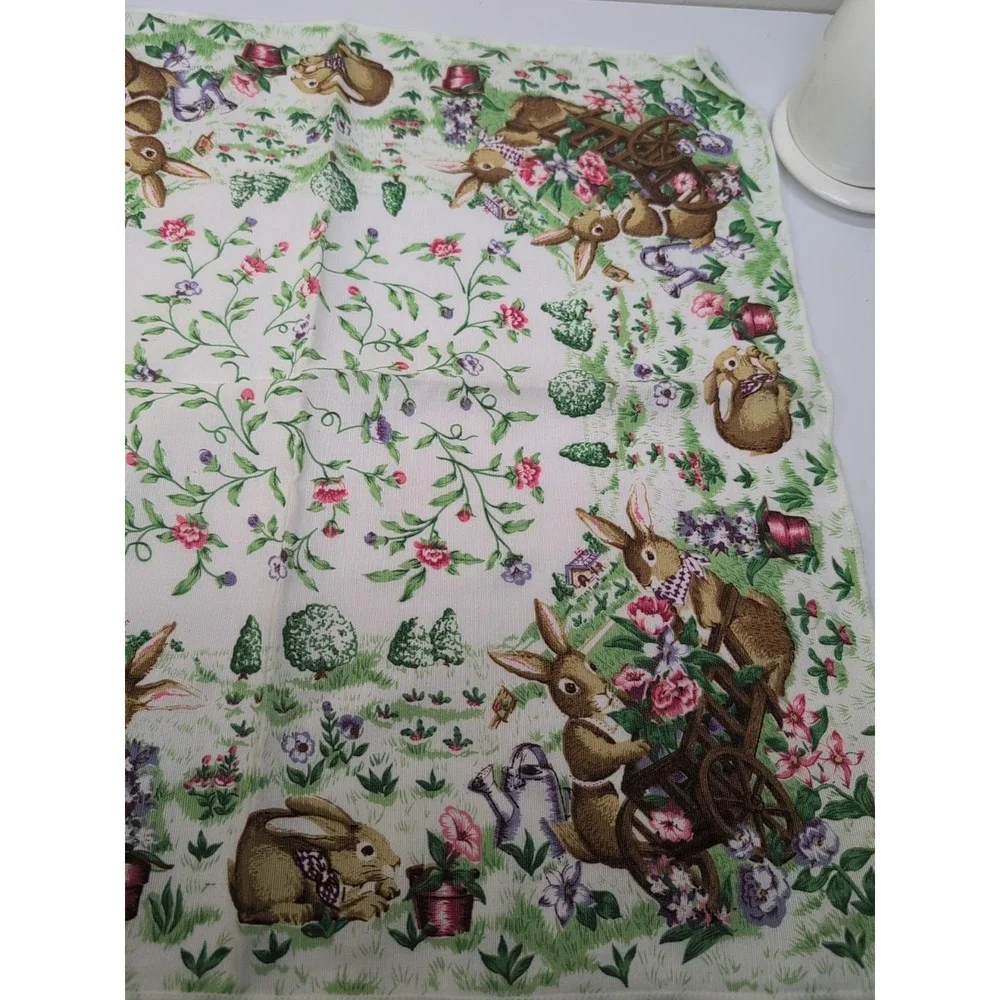 Vintage‎ Bunny Rabbit Eggs Easter Spring Wheel Barrel Cloth Napkins Set Of 6